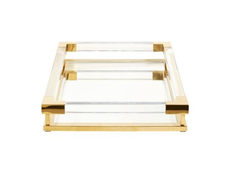 Jonathan Adler Jacques Tray - Small - Acrylic Brass Sale