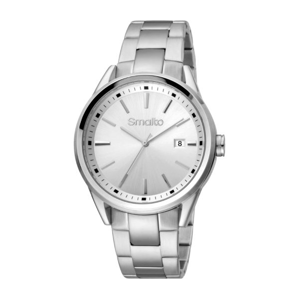 Smalto Men Watch  Silver Color Case, Silver Dial, Stainless Steel Metal Bracelet Discount