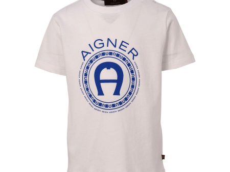 Aigner Kids White Logo Print T-Shirt Hot on Sale