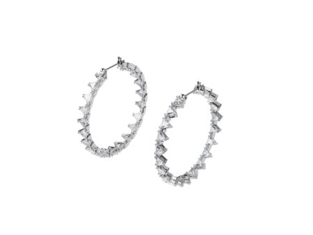 Swarovski Millenia Hoop Earrings, Triangle Swarovski Zirconia, White, Rhodium Plated Online Hot Sale