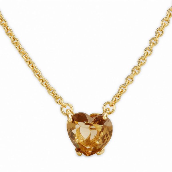 Les Nereides Golden Brown Diamantine Heart Necklace Hot on Sale