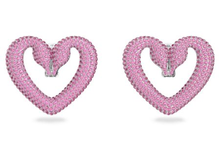 Swarovski Una Clip Earrings Heart Medium Pink Rhodium plated Fashion