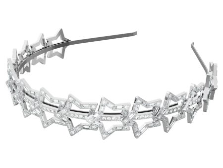 Swarovski Hairband Star, White, Rhodium plated Hot on Sale