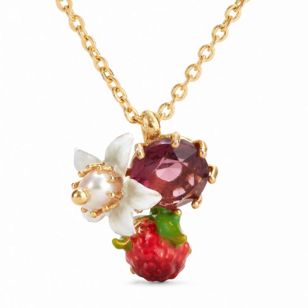 Les Nereides Raspberry And Flower Pendant Necklace Discount