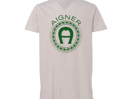 Aigner Kids White and Green Logo Print T-Shirt For Sale