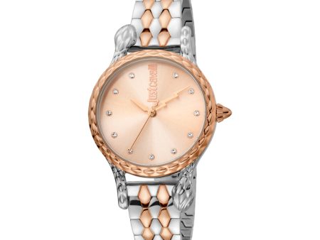 Just Cavalli Women Watch, Two Tone Silver & Rose Gold Color Case, Rose Gold Dial Fashion