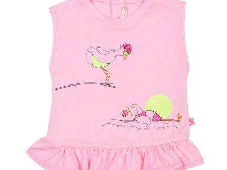 Billieblush Kids Pink Ruffle Detail T-Shirt Online Sale