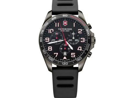 Victorinox Fieldforce Sport Chrono 42 Black Dial Black Rubber Strap Men s Watch Hot on Sale