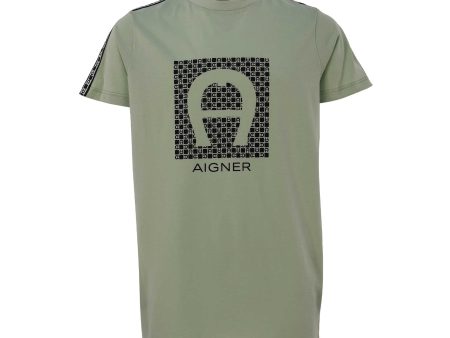 Aigner Kids Green Logo Print T-Shirt Hot on Sale