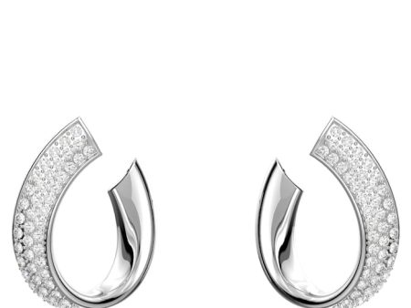 Swarovski Exist Hoop Earrings Small White Rhodium plated on Sale