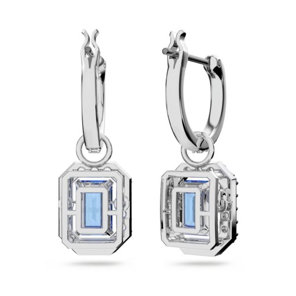 Swarovski Millenia Earrings Octagon cut Swarovski Zirconia Blue Rhodium plated Online now