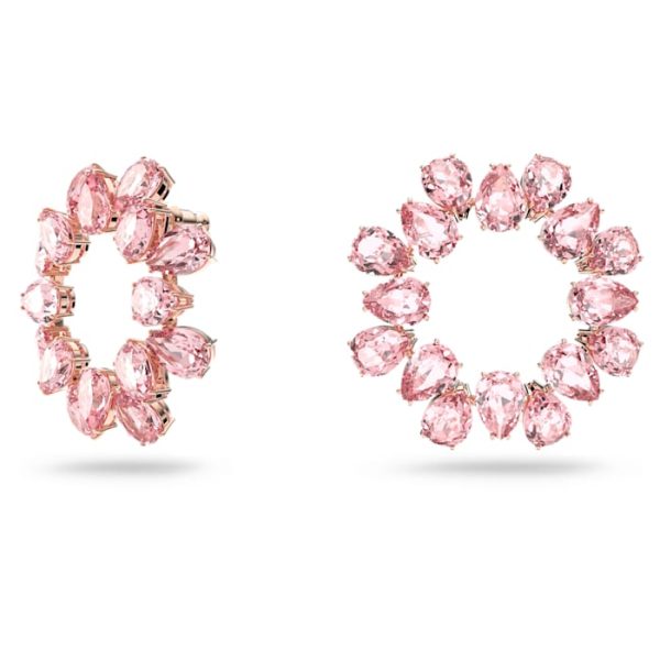 Swarovski Millenia Hoop Earrings Pear cut crystals Pink Rose-gold tone plated on Sale