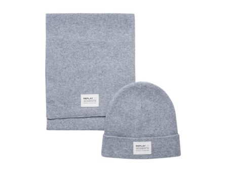 Replay Cotton Beanie and Scarf Set For Discount