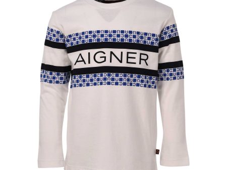 Aigner Kids Blue Logo Print T-Shirt For Sale