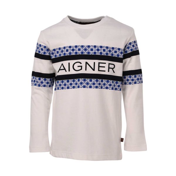 Aigner Kids Blue Logo Print T-Shirt For Sale