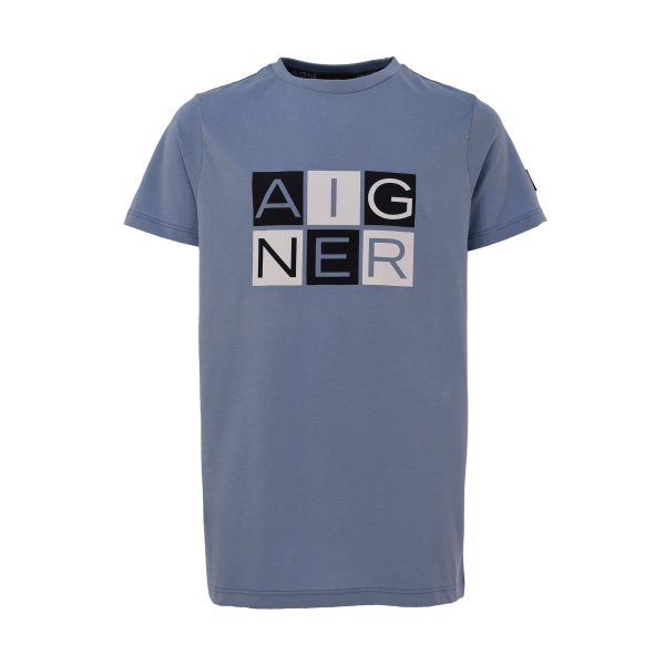 Aigner kids Blue Logo Print T-Shirt Hot on Sale