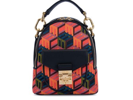 MCM Cubic Logo Jacquard Backpack Bag Multi  X-Mini Online Hot Sale