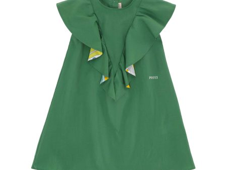 Emilio Pucci Ruffled Trim Green Dress SS22 For Discount