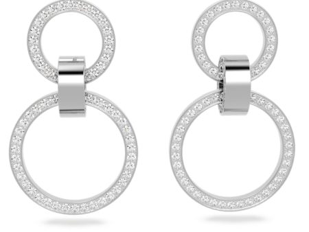 Swarovski Hollow Hoop Earrings White Rhodium plated Cheap