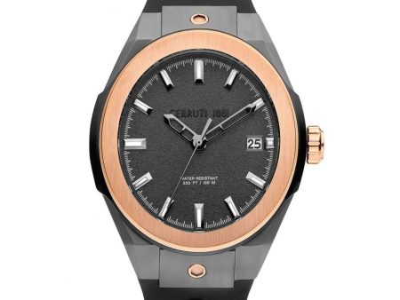 Cerruti Ruscello Men s Gun Rose Gold Black Silicone Strap Analog Watch Discount