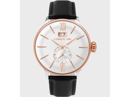 CERRUTI 1881 Dervio Black Leather Strap Discount