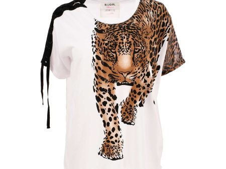 Blugirl Women s Tiger Print White T-Shirt Discount