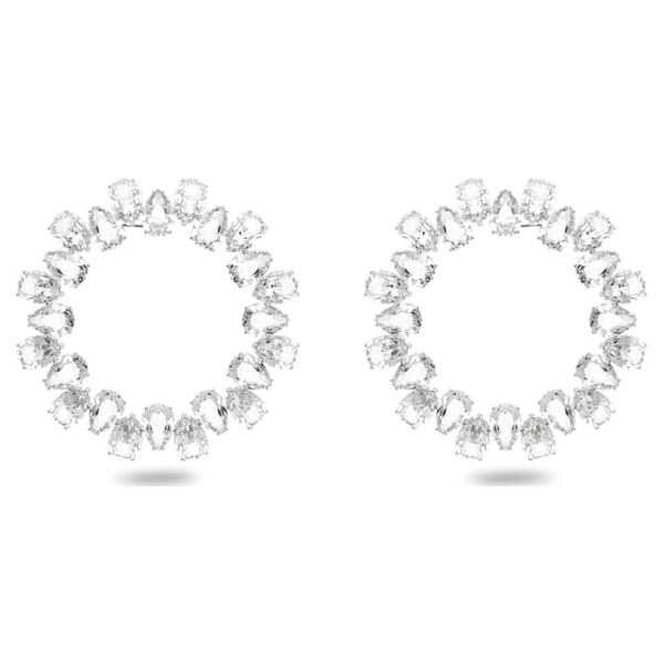 Swarovski Millenia Earrings Circle Pear cut crystals Large White Rhodium plated For Cheap