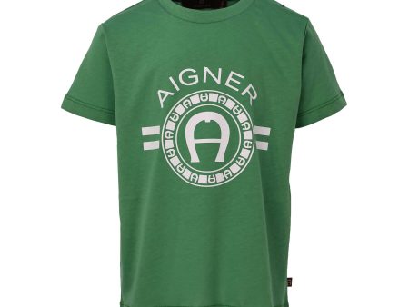 Aigner Kids Green Logo Print T-Shirt Online now