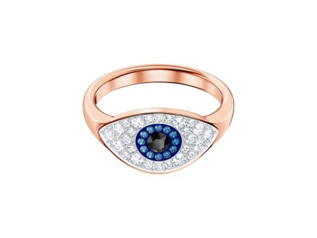 Swarovski Symbolic Ring Evil Eye, Blue, Rose Gold-Tone Plated on Sale