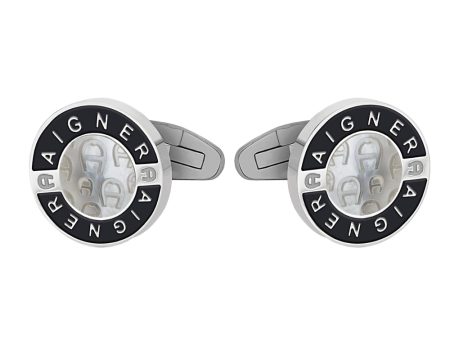 Aigner  Silver And  Black Cufflink Sale