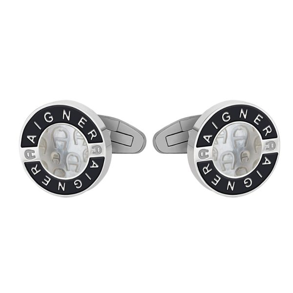 Aigner  Silver And  Black Cufflink Sale