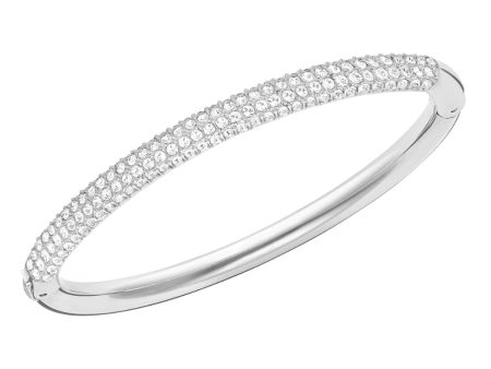 Swarovski Stone Mini Bangle, White, Rhodium Plated Sale