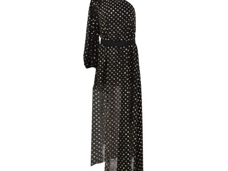 Simona Corsellini Black Gold Dots Long Gown One Color Online Sale