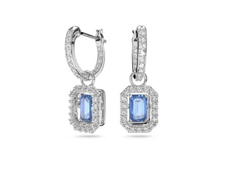 Swarovski Millenia Earrings Octagon cut Swarovski Zirconia Blue Rhodium plated Online now