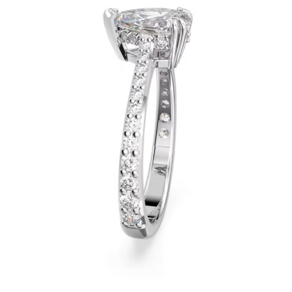 Swarovski Millenia Cocktail Ring Pear Cut White Rhodium Plated Size : 58 Online now