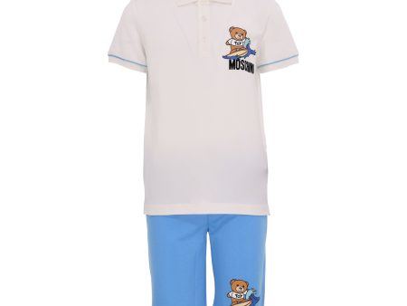 Moschino Kids Teen White & Blue Shorts on Sale