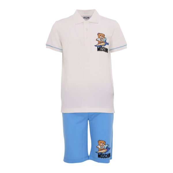 Moschino Kids Teen White & Blue Shorts on Sale