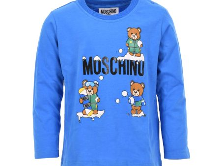 Moschino Kids Boy s Teddy Bear Print Blue T-Shirt Hot on Sale