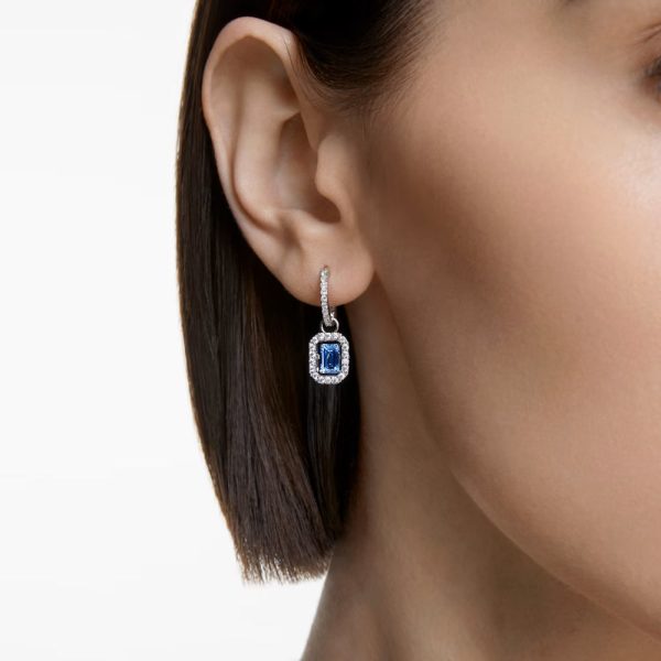 Swarovski Millenia Earrings Octagon cut Swarovski Zirconia Blue Rhodium plated Online now