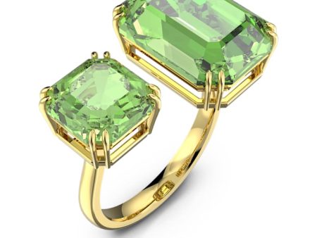 Swarovski Millenia Cocktail Ring Octagon cut crystals Green Gold-tone plated Online Hot Sale