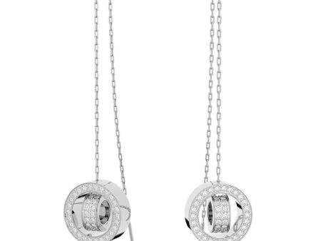 Swarovski Hollow Drop Earrings Long White Rhodium plated For Sale