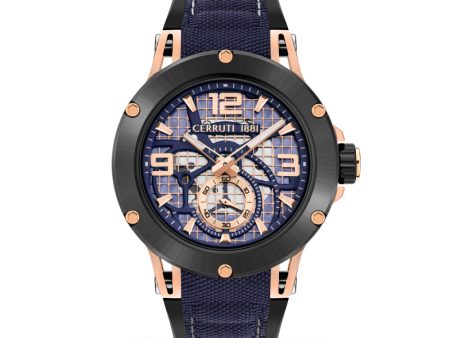 Cerruti 1881 Velletri Men  Blue And Rose Gold And Black Watch For Discount