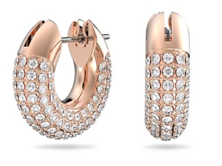 Swarovski Dextera Hoop Earrings Pave White Rose-gold tone plated Online now