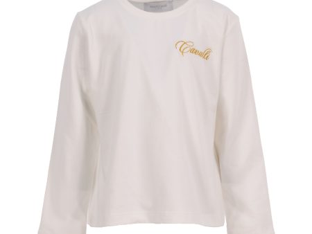  Roberto Cavalli Kids  Logo Print White T-Shirt Supply