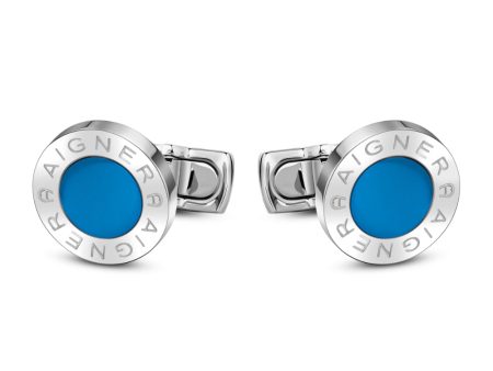 Aigner  Silver And Dark Blue Cufflink on Sale