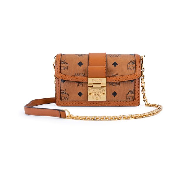 MCM Gretl Visetos Crossbody Bag Cognac  Mini For Discount