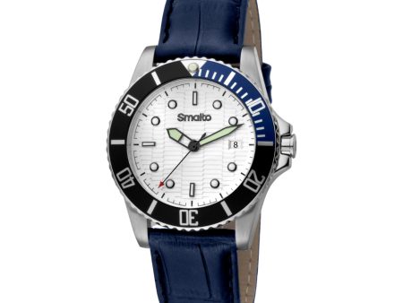 Smalto Men Watch, Silver Color Case, Silver Dial, Blue Strap For Cheap