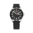 Victorinox Fieldforce 40 Black Dial Black Leather Strap Men s Watch Fashion