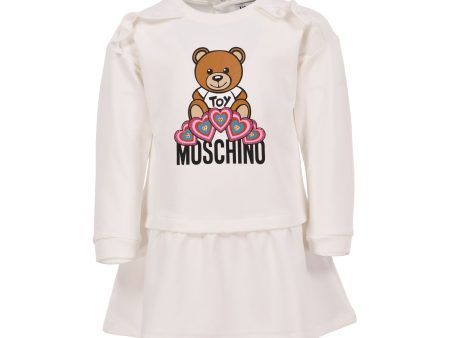 Moschino Kids Girl s White Teddy Bear Dress Supply