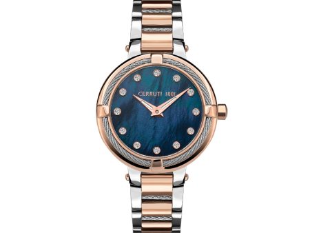 Cerruti 1881 Pace Women Dark Blue ,Silver And Rose Gold Watch Discount